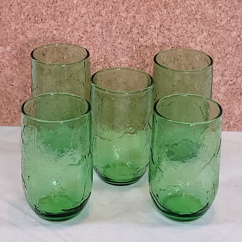 Anchor Hocking Sherwood 5oz Juice Glass Spearmint Bark Leaf Set of 5 MCM